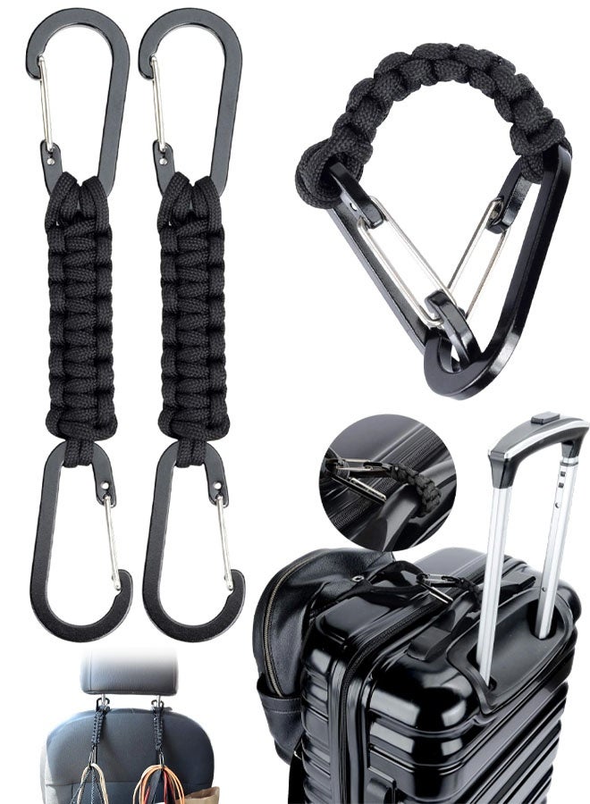 سلسلتا مفاتيح مزودتان بمشابك كارابين، وسلسلة مفاتيح من حبل الباراكورد مزودة بحلقات قفل على شكل حرف D - سلسلة مفاتيح متينة لتعليق مفاتيح السيارة، وحقائب الظهر، والأدوات، للرجال والنساء - Image 1